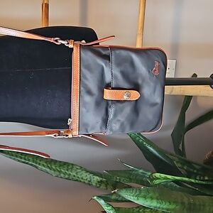 Dooney & Bourke Black Nylon Crossbody with Brown Leather Trim